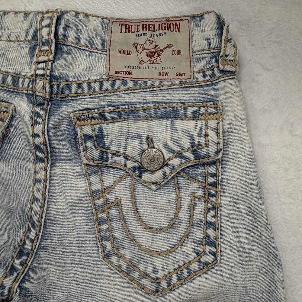 True Religion Ricky Acid Wash Straight Jeans Mens 28 Denim Blue Relaxed 30x34